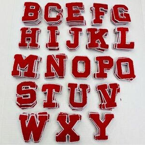 134pc Large 3 Inch Red Varsity Iron-On Appliqué Patch Letters DIY Craft Sewing